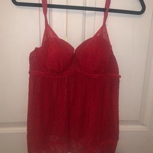 red heart printed baby doll top size m
